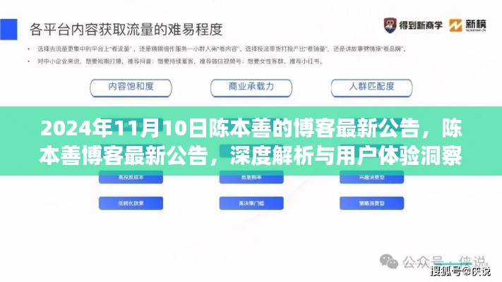 陳本善博客最新公告深度解析與用戶體驗洞察揭秘（2024年11月10日）