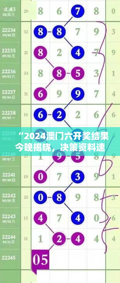 “2024澳門六開獎結(jié)果今晚揭曉，決策資料速成版XIS342.33發(fā)布”