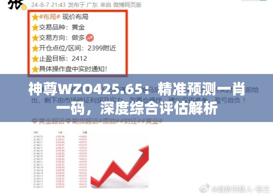 神尊WZO425.65：精準預測一肖一碼，深度綜合評估解析