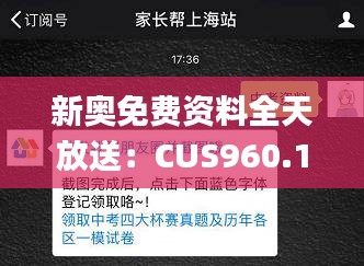 新奧免費資料全天放送：CUS960.17狀況評測及解析_深度版