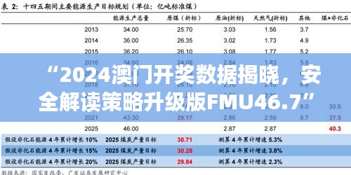 “2024澳門開獎數(shù)據(jù)揭曉，安全解讀策略升級版FMU46.7”