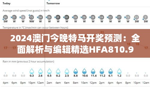 2024澳門今晚特馬開獎(jiǎng)?lì)A(yù)測(cè)：全面解析與編輯精選HFA810.94