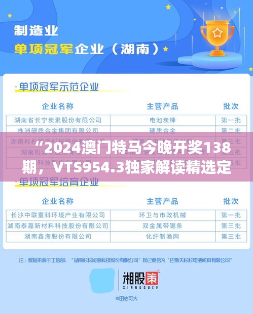 “2024澳門特馬今晚開獎(jiǎng)138期，VTS954.3獨(dú)家解讀精選定義”