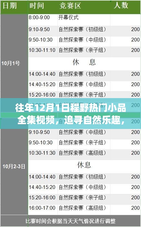 歷年十二月一日程野小品盛宴，追尋自然樂(lè)趣，啟程心靈寧?kù)o之旅