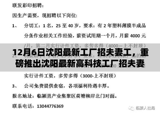 沈陽最新高科技工廠招夫妻工，智能工廠革新，科技之旅新篇章開啟