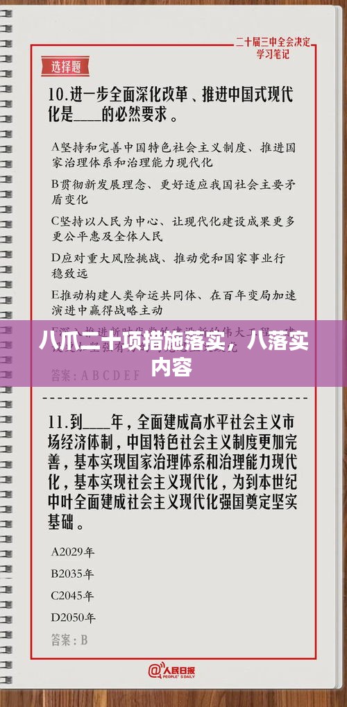 八爪二十項措施落實，八落實內(nèi)容 