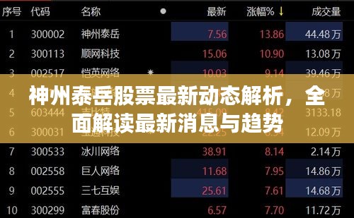 神州泰岳股票最新動(dòng)態(tài)解析，全面解讀最新消息與趨勢