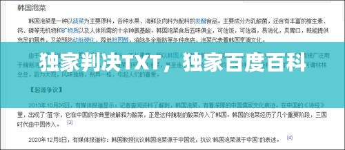 獨家判決TXT，獨家百度百科 