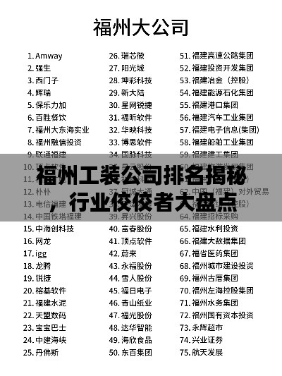 福州工裝公司排名揭秘，行業(yè)佼佼者大盤點