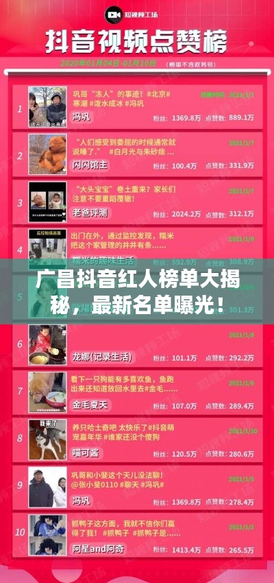 廣昌抖音紅人榜單大揭秘，最新名單曝光！