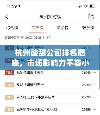 杭州酸甜公司排名揭曉，市場影響力不容小覷